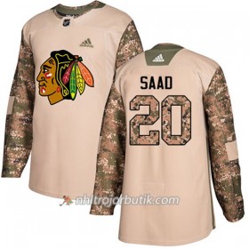 Män Ishockey Chicago Blackhawks Tröja Brandon Saad 20 Adidas 2017-2018 Camo Veterans Day Practice Authentic